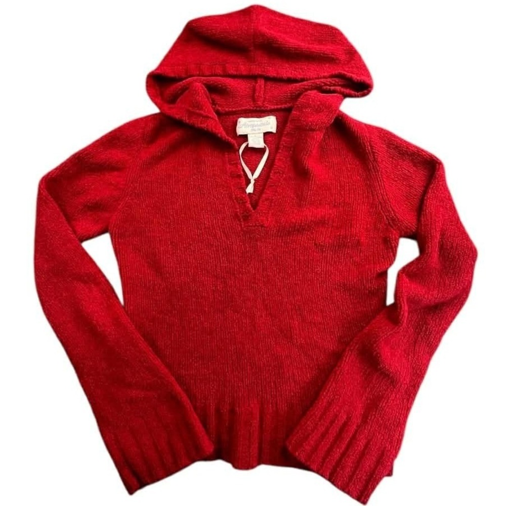 Aeropostale Large Red Hoodie Sweater Slim Fit Y2K Coquette Balletcore Soft Girl